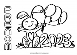 Dessin gratuit Lapin 2023 Nouvel An chinois Animaux de la forêt