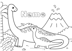 Colouring to customise Dinosaurs Volcano Animal Family Cub