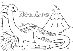 Colorear para personalizar Dinosaurios Volcán Animales Familia de animales Bebé animal
