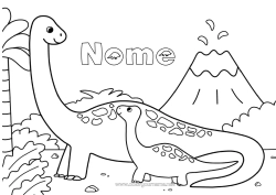 Desenho para personalizar Dinossauros Vulcão Animal Família de animais Filhote