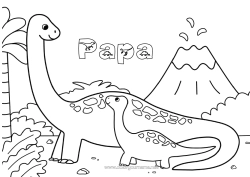 Kostenlose Malvorlage Dinosaurier Vulkan Tier Tierfamilie Tierbaby