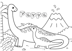 Gratis fargelegging Dinosaurer Vulkan Dyr Dyrefamilie Dyrebaby