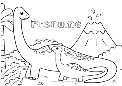 Pagină de colorat personalizată Dinozauri Vulcan Animal Familia animalelor Pui de animal