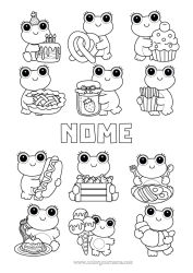Colorare per personalizzare Torta Kawaii Rana Animale Dolci, zuccherini Gelato Cupcake Animali marini o acquatici Patatine Cornetto Bretzel Marmellata