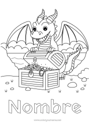 Colorear para personalizar Dragón Animales Dragones, unicornios y animales fantásticos Tesoro