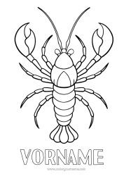 Malvorlage anpassen Tier Meeres- Oder Wasserlebewesen Hummer Realistisch