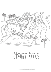 Colorear para personalizar Parque de atracciones Piscina Juegos al aire libre Tobogán