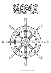 Free coloring Sea Shell Zentangle Marine or aquatic animals Boat Bar