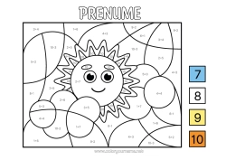 Pagină de colorat personalizată Soare Desene magice de colorat Activități pentru copii Scăderi Adăugiri