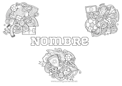Colorear para personalizar Fútbol Balón de fútbol Sport Mandala Deportes en equipo Jugador de fútbol Portero
