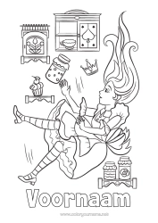 Gratis kleurplaat Meisje Sprookje Alice in Wonderland