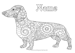 Colorazione gratuita Cane Colorazioni complesse Zentangle CanI e gatti Bassotto