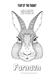 Gratis tegning Kanin 2023 Kinesisk nyttår Skogsdyr