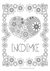 Colorazione gratuita Cuore Ti amo Colorazioni complesse Cornice Steampunk Ingranaggi