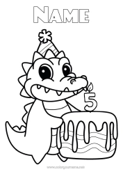 Free coloring Birthday Crocodile Animal Hat Customizable age Reptiles Birthday cake