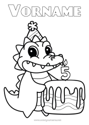 Kostenlose Malvorlage Geburtstag Krokodil Tier Hut Angepasstes Geburtstagsalter Reptilien Geburtstagskuchen