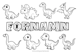 Färgläggningssida att anpassa Dinosaurier Djur Tyrannosaurus Triceratops Stegosaurus Plesiosaurie Parasaurolophus
