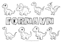Farvelægningssiden tilpasning Dinosaurer Dyr Tyrannosaurus Triceratops Stegosaurus Plesiosaur. Parasaurolophus