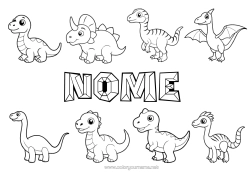 Colorare per personalizzare Dinosauri Animale Tirannosauro Triceratopo Stegosauro Plesiosauro Parasaurolophus