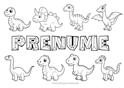 Pagină de colorat personalizată Dinozauri Animal Tyrannosaur. Triceratops Stegosaur. Pliosaur Parasaurolophus