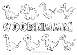 Kleurplaat aanpassen Dinosaurussen Dier Tyrannosaurus Triceratops Stegosaurus Plesiosauriër Parasaurolophus
