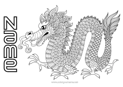 Free colouring Mandala Dragon Animal Chinese New Year Dragons, unicorns, and fantastical creatures