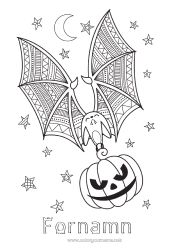 Färgläggningssida att anpassa Fladdermus Pumpa Halloween Fåglar och flygande däggdjur