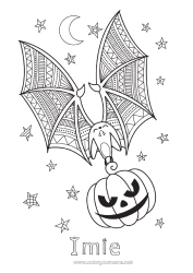 Rysunek za darmo Nietoperz Dynia Halloween Ptaki i latające ssaki