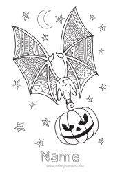 Colouring to customise Bat Pumpkin Halloween Birds And Flying Mammals