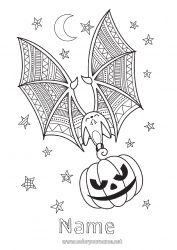 Free coloring Bat Pumpkin Halloween Flying birds and mammals