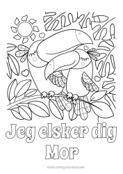Gratis farvelægning Hjerte Sol Jeg elsker dig. Dyr 