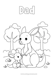 Free colouring Animal Kangaroo Animal family Cub Animals of Australia