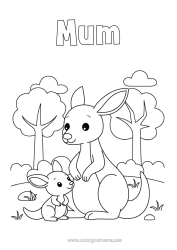 Free colouring Animal Kangaroo Animal family Cub Animals of Australia