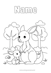 Colouring to customise Kangaroo Animal Family Cub Animals Of Australia