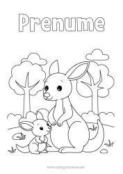Pagină de colorat personalizată Animal Kangur Familia animalelor Pui de animal Animale din Australia
