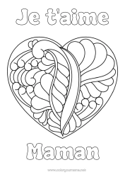 Coloriage gratuit Coeur Je t'aime Grand coeur 