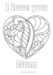 Free colouring Heart I love you. Big heart 