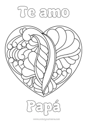 Colorear gratis Corazón Te amo Gran corazón Mensaje 