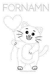 Färgläggningssida att anpassa Hjärta Katt Ballonger Jag älskar dig. Barnaktiviteter Rita och färglägg Hundar och katter