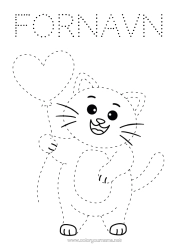 Fargeleggingssiden å tilpasse Hjerte Katt Ballonger Jeg elsker deg. Barnaktiviteter Tegn og farglegg Hunder og katter