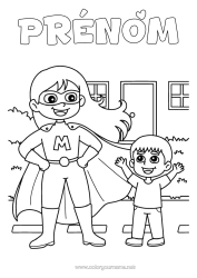 Coloriage à personnaliser Maman Garçon Héros Enfant Nounou Femme