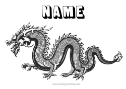 Free colouring Dragon Chinese New Year Dragons, unicorns, and fantastical creatures