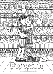 Gratis fargelegging Hjerte Mamma Gutt Barn Barnevakt Komplekse fargelegginger Zentangle Familie Klem