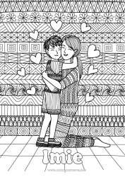 Kolorowanka do personalizacji Serce Mama Chłopiec Dziecko Niania Złożone kolorowanki Zentangle Rodzina Przytulenie