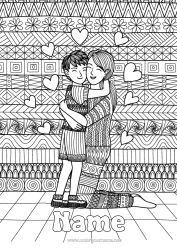 Colouring to customise Heart Mum Boy Child Nanny Complex Colouring Pages Zentangle Family Hug