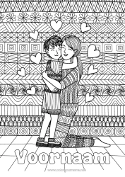 Gratis kleurplaat Hart Mama Jongen Kind Oppas Complex Kleurplaten Zentangle Familie Knuffelmoment