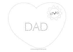 Free coloring Heart Sun Children's activities Big heart Nanny Easy coloring pages Trace and color