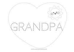 Free coloring Heart Sun Children's activities Big heart Nanny Easy coloring pages Trace and color