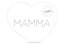 Colorazione gratuita Cuore Sole Attività per Bambini Grande cuore Tata Disegni da colorare facili Traccia e colora