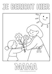 Gratis kleurplaat Bloemen Kind Boeket Vrouw